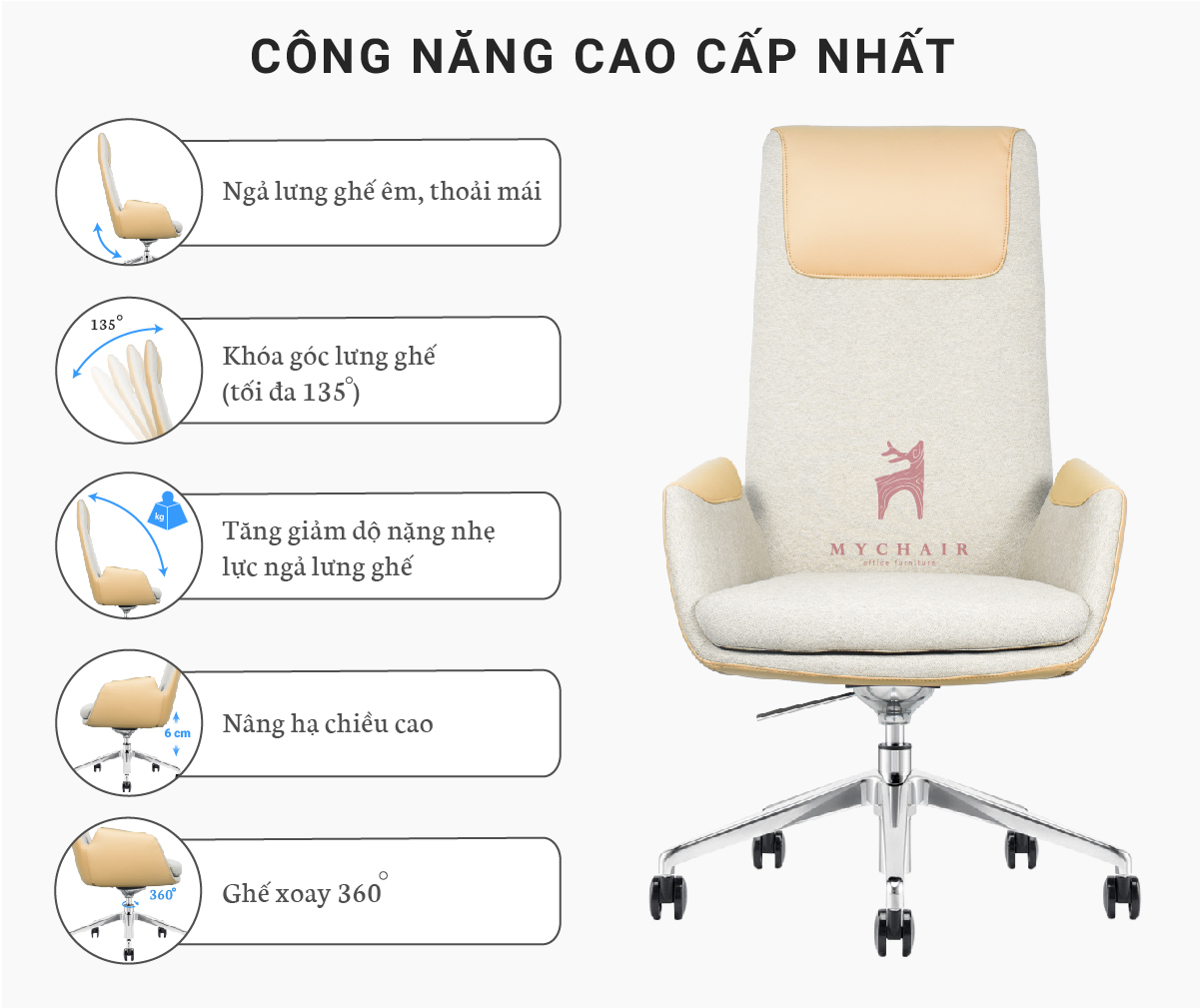 Ghế Giám Đốc Da Cao Cấp Nhập Khẩu MyChair FA734A Ghế Giám Đốc Da Cao Cấp Nhập Khẩu MyChair FA734A