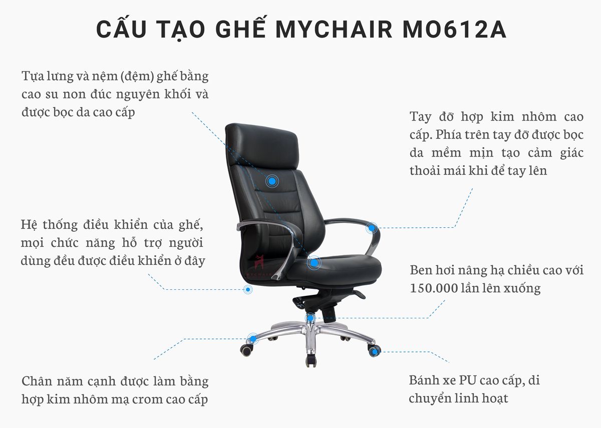 Ghế Giám Đốc Da Cao Cấp Nhập Khẩu MyChair MO612A Ghế Giám Đốc Da Cao Cấp Nhập Khẩu MyChair MO612A