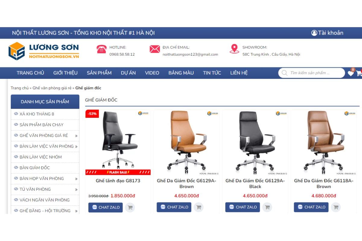 Nội thất Lương Sơn - Địa chỉ cung cấp ghế giám đốc cao cấp Hà Nội