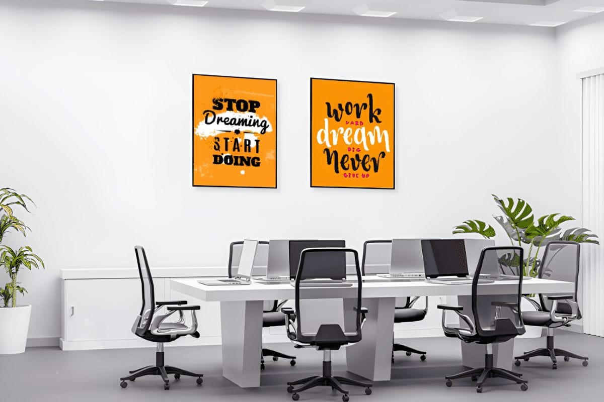 Tranh treo phòng họp với slogan tiếng anh