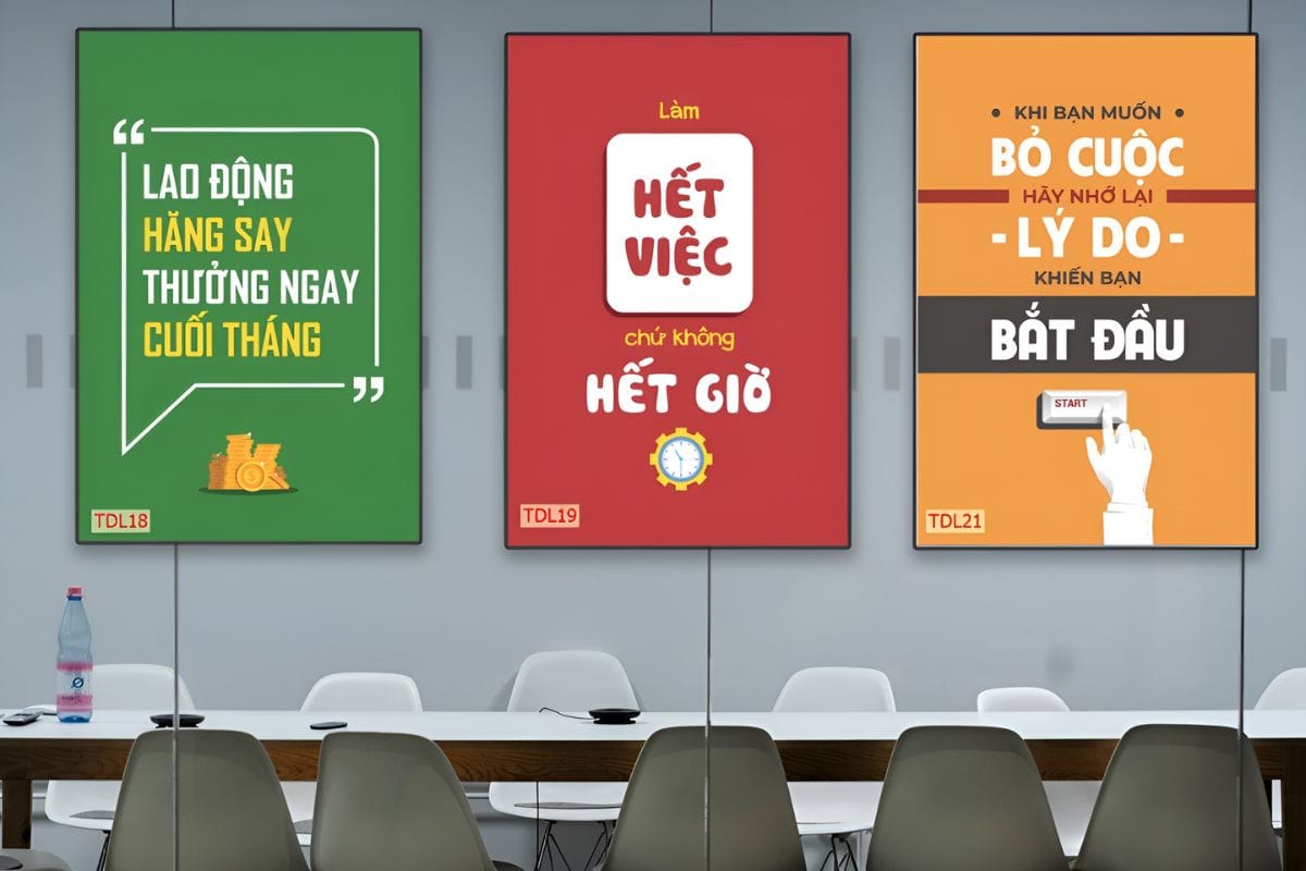 Tranh treo phòng họp slogan tiếng việt
