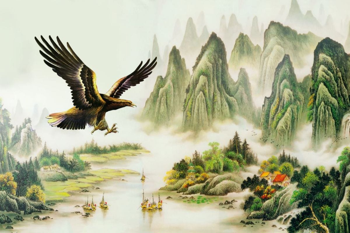 Tranh phong thủy cho người mệnh Mộc Đại bàng tung cánh