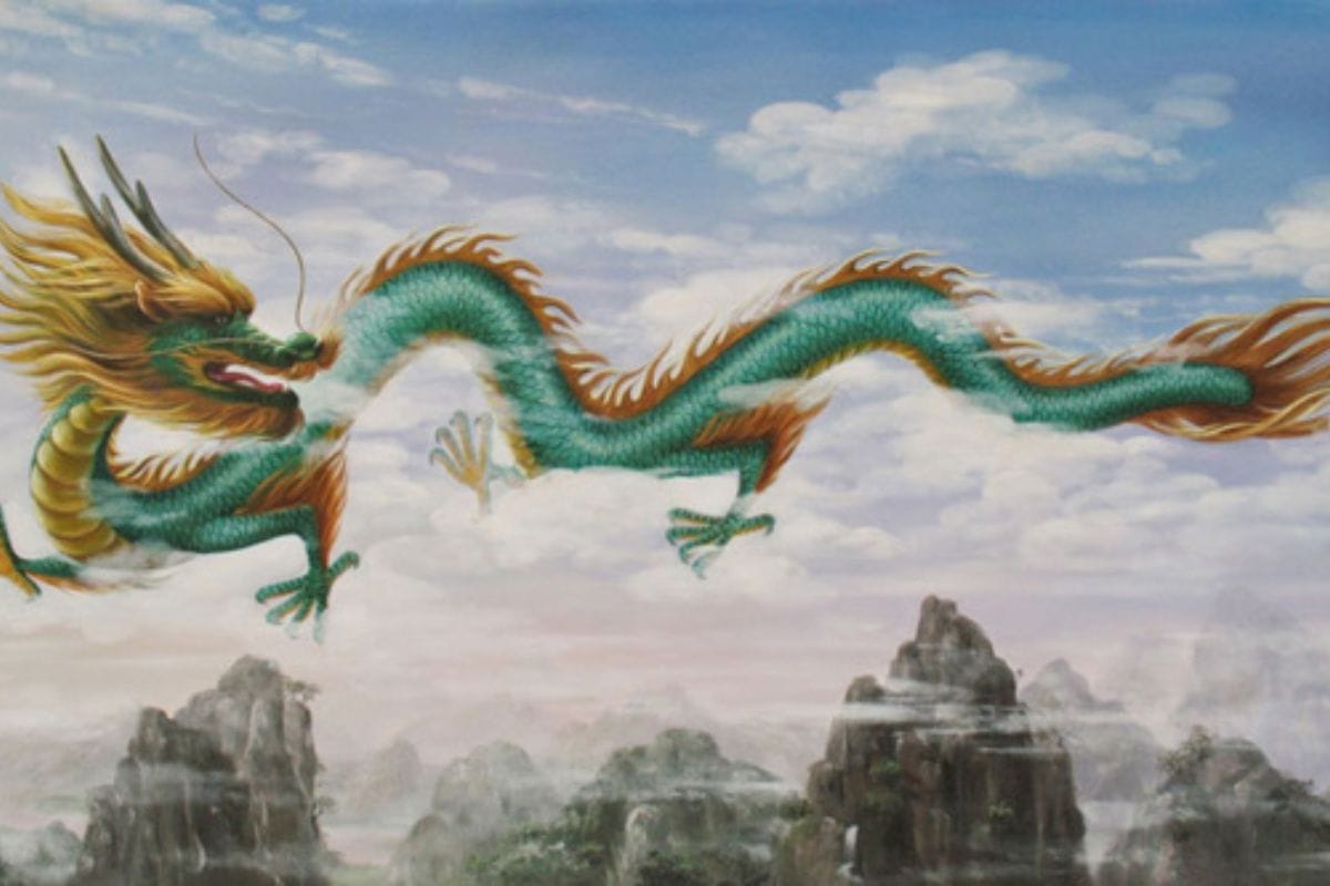 Tranh phong thủy cho người mệnh Mộc Rồng xanh hí thủy