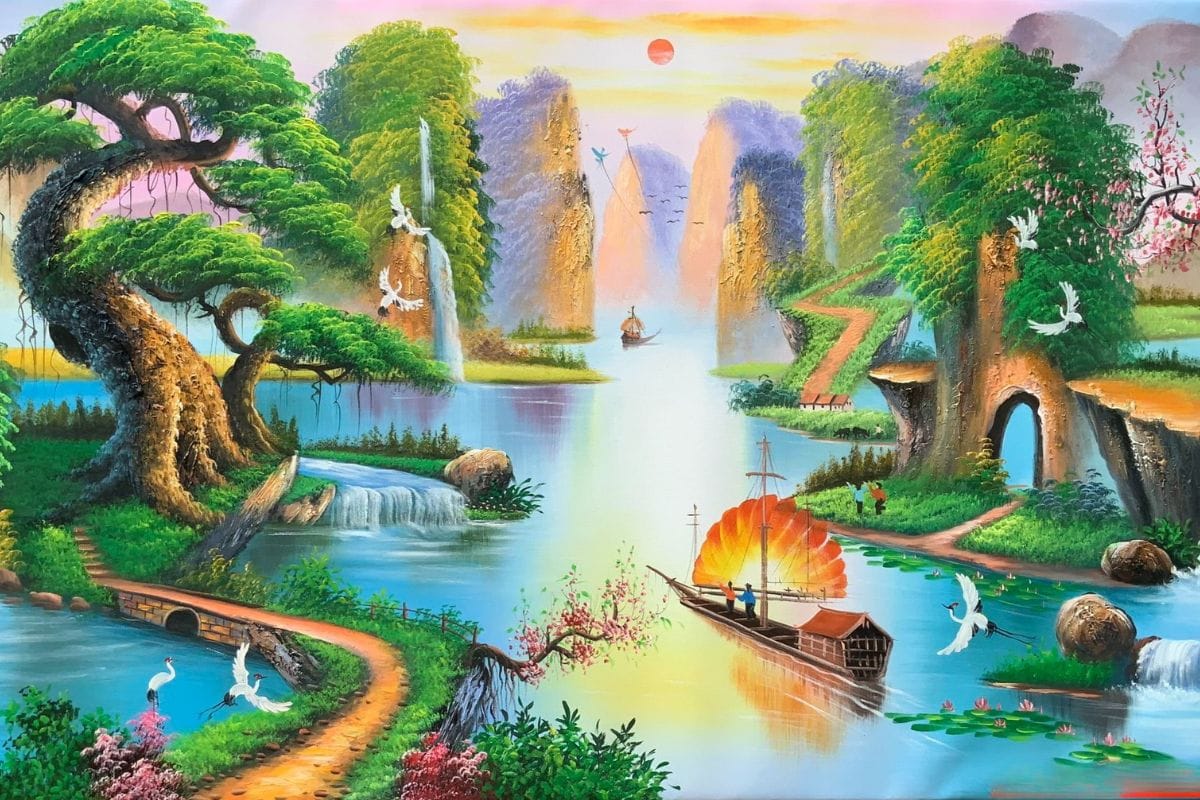 Tranh phong thủy cho người mệnh Mộc Sơn thủy hữu tình