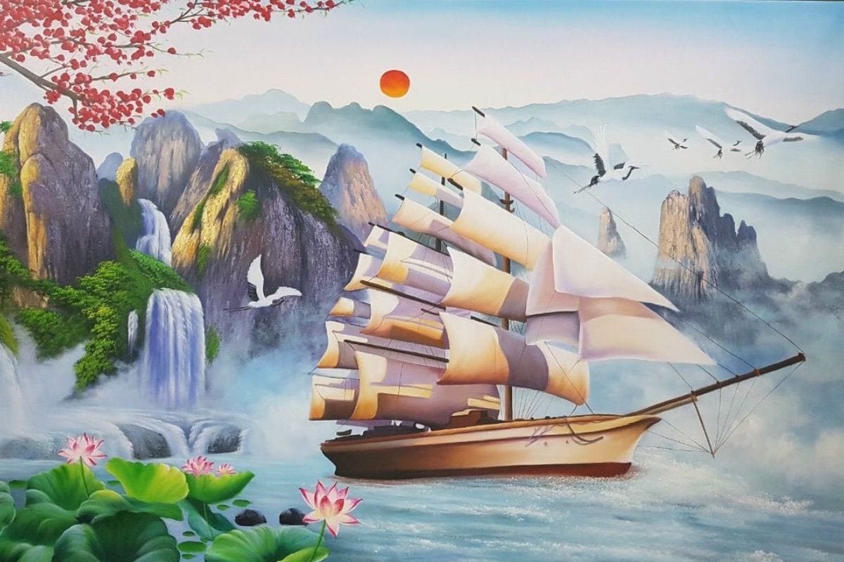 Tranh phong thủy cho người mệnh Mộc Thuận buồm xuôi gió