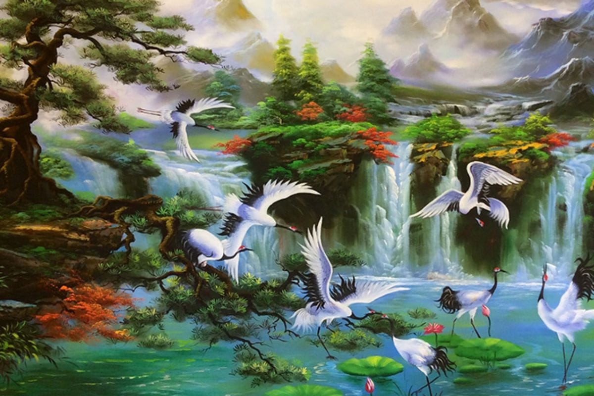 Tranh phong thủy cho người mệnh Mộc Tùng hạc diên niên
