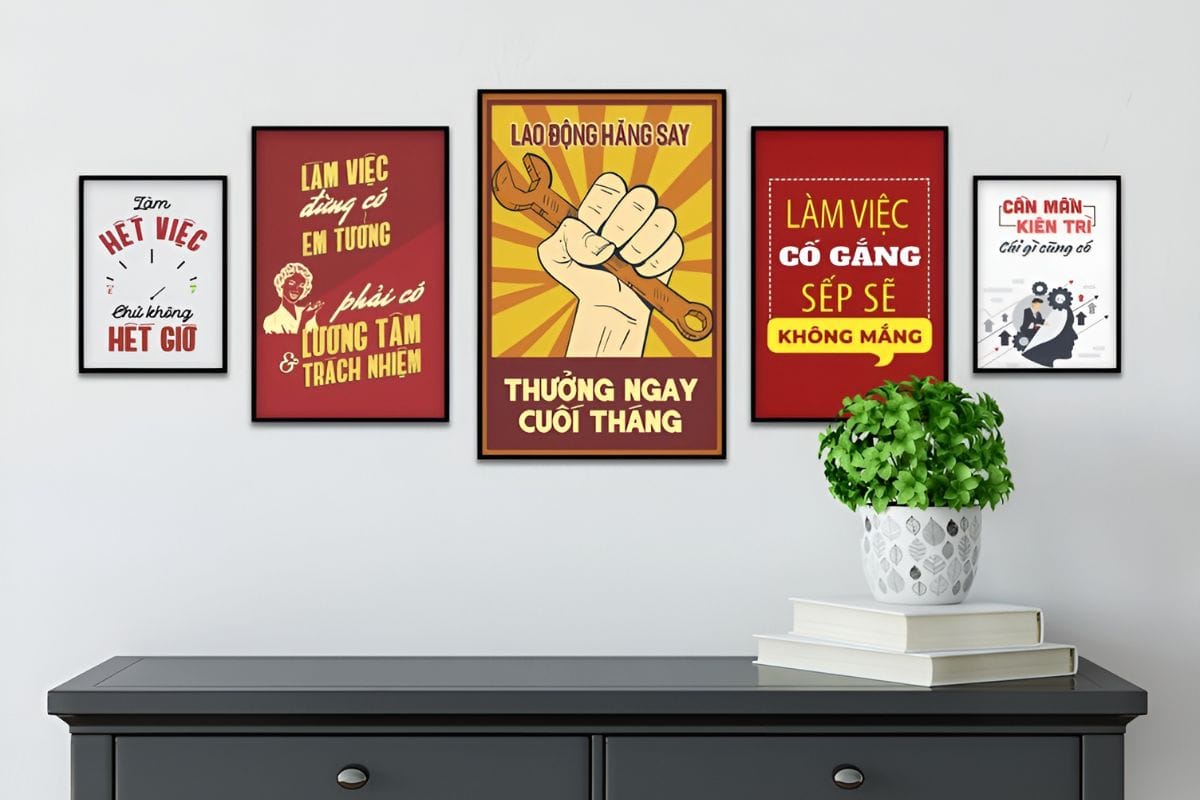 Tranh slogan treo văn phòng in canvas