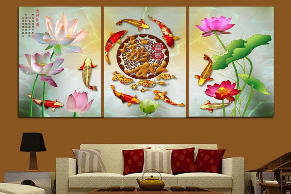 Tranh treo phòng làm việc giám đốc Cửu ngư quần hội