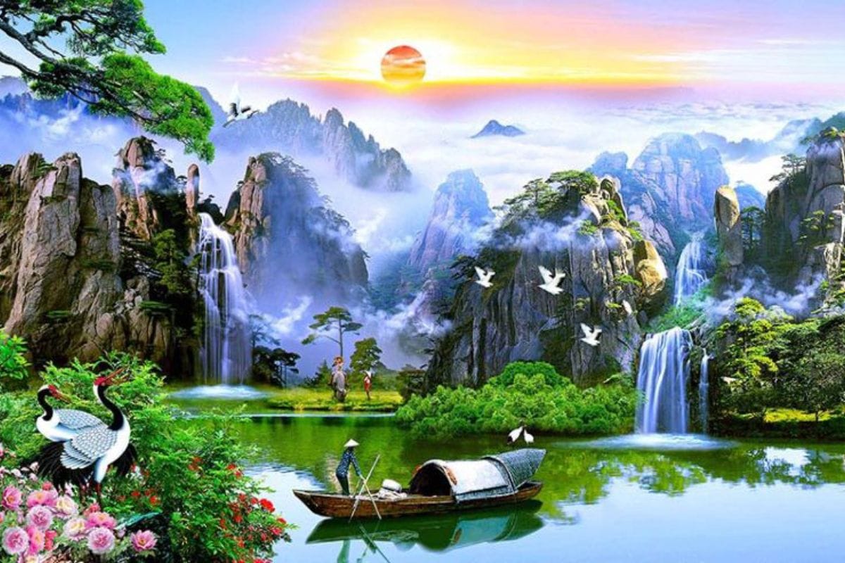 Tranh treo phòng làm việc giám đốc Sơn thủy hữu tình