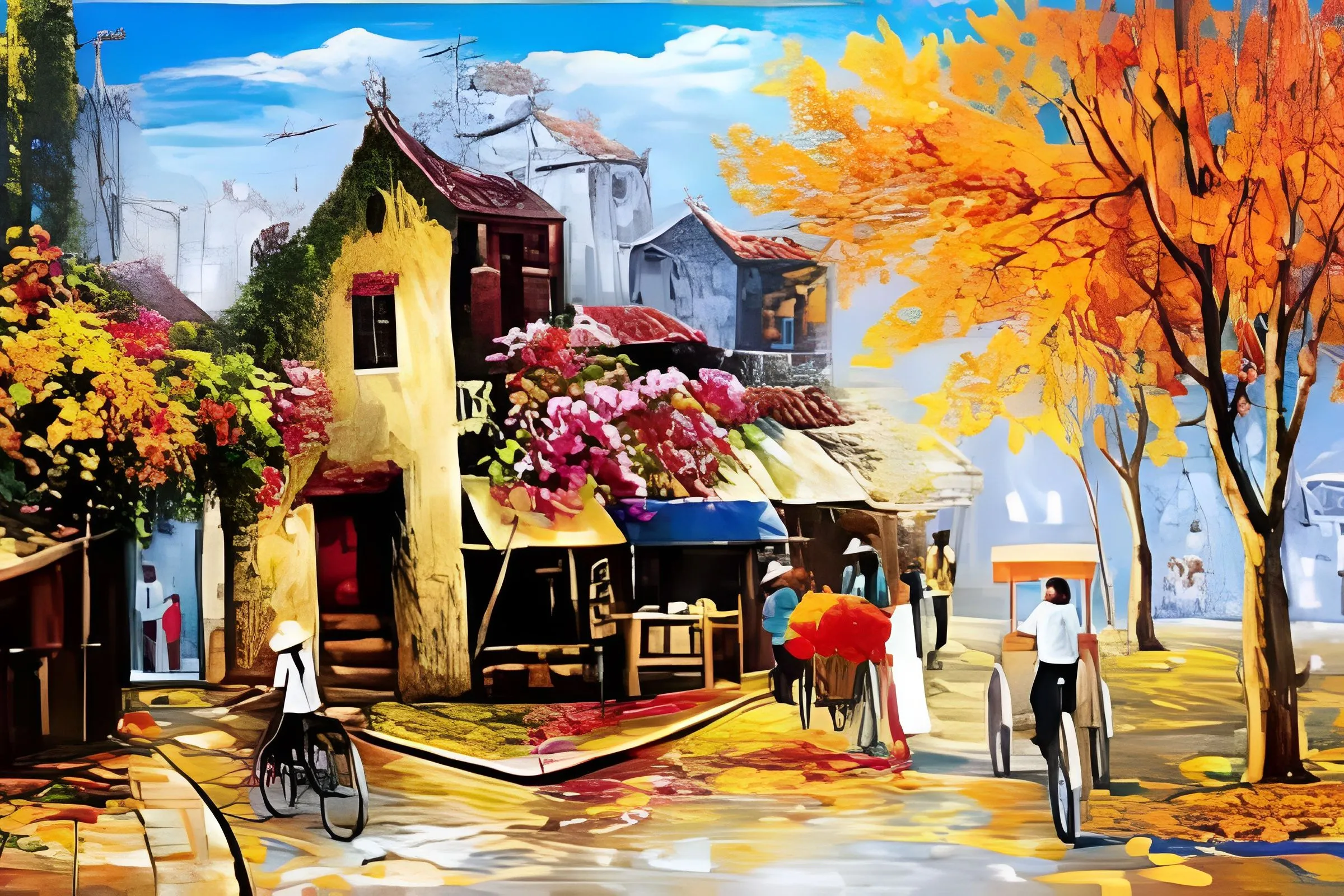 Tranh treo văn phòng Phố Cổ Xưa