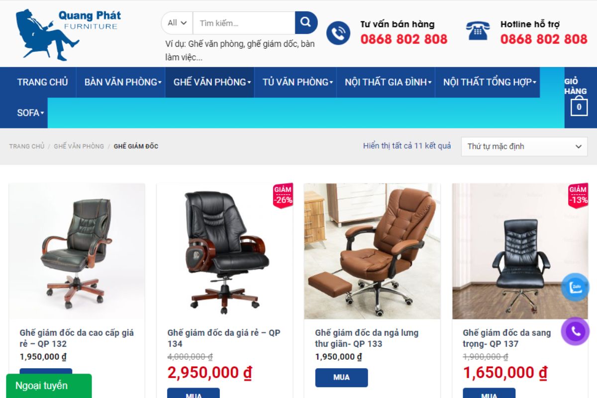 Nội thất Quang Phát - Địa chỉ mua ghế giám đốc quận Nam Từ Liêm giá rẻ
