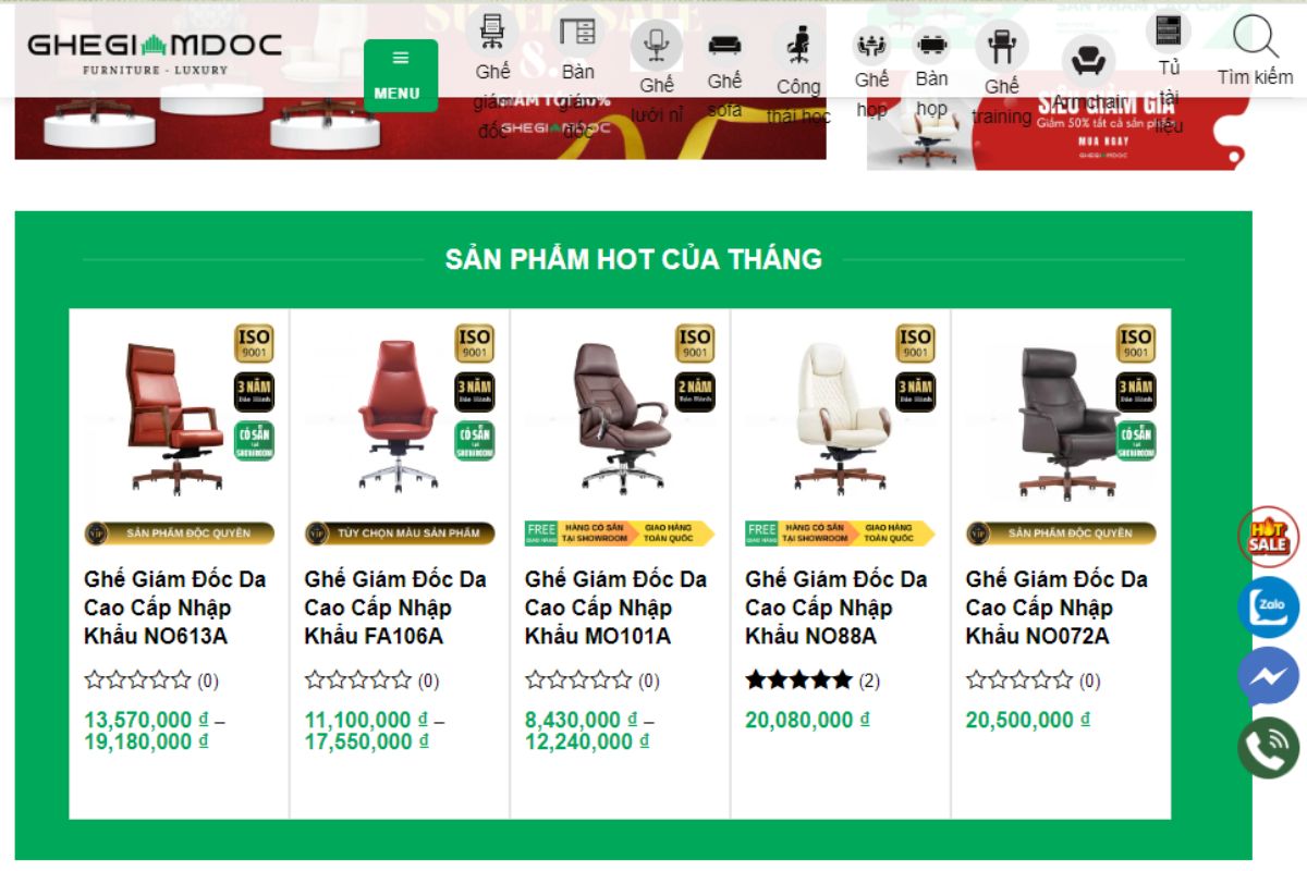 GHEGIAMDOC - Địa chỉ mua ghế giám đốc quận Hoàn Kiếm uy tín