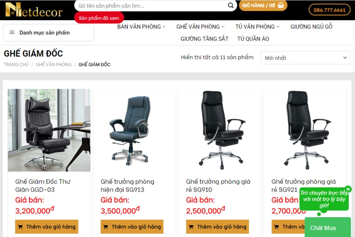 Net Decor - Địa chỉ mua ghế giám đốc quận Nam Từ Liêm chất lượng