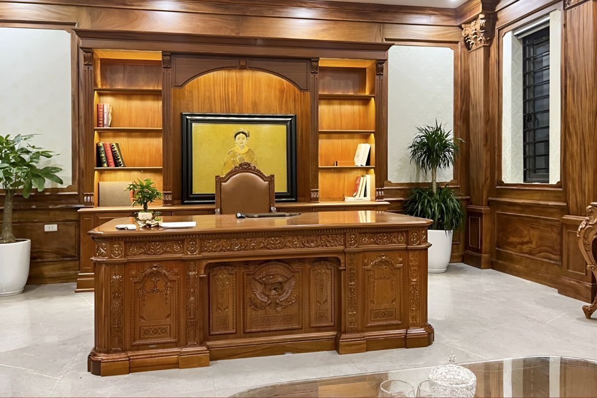 Bàn giám đốc gỗ gõ đỏ cao cấp