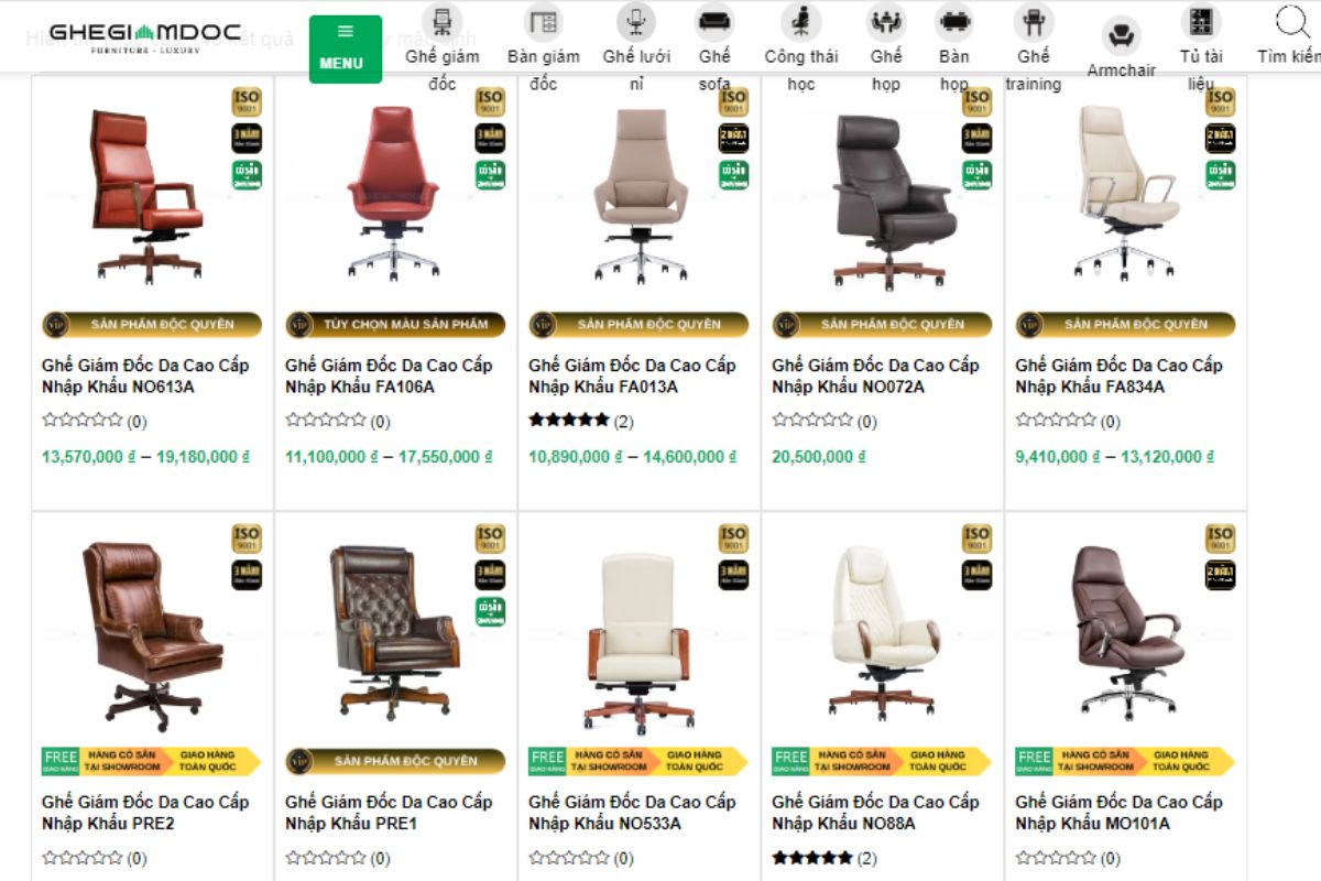 Ghegiamdoc Luxury là địa chỉ mua ghế giám đốc cao cấp tại quận Tây Hồ