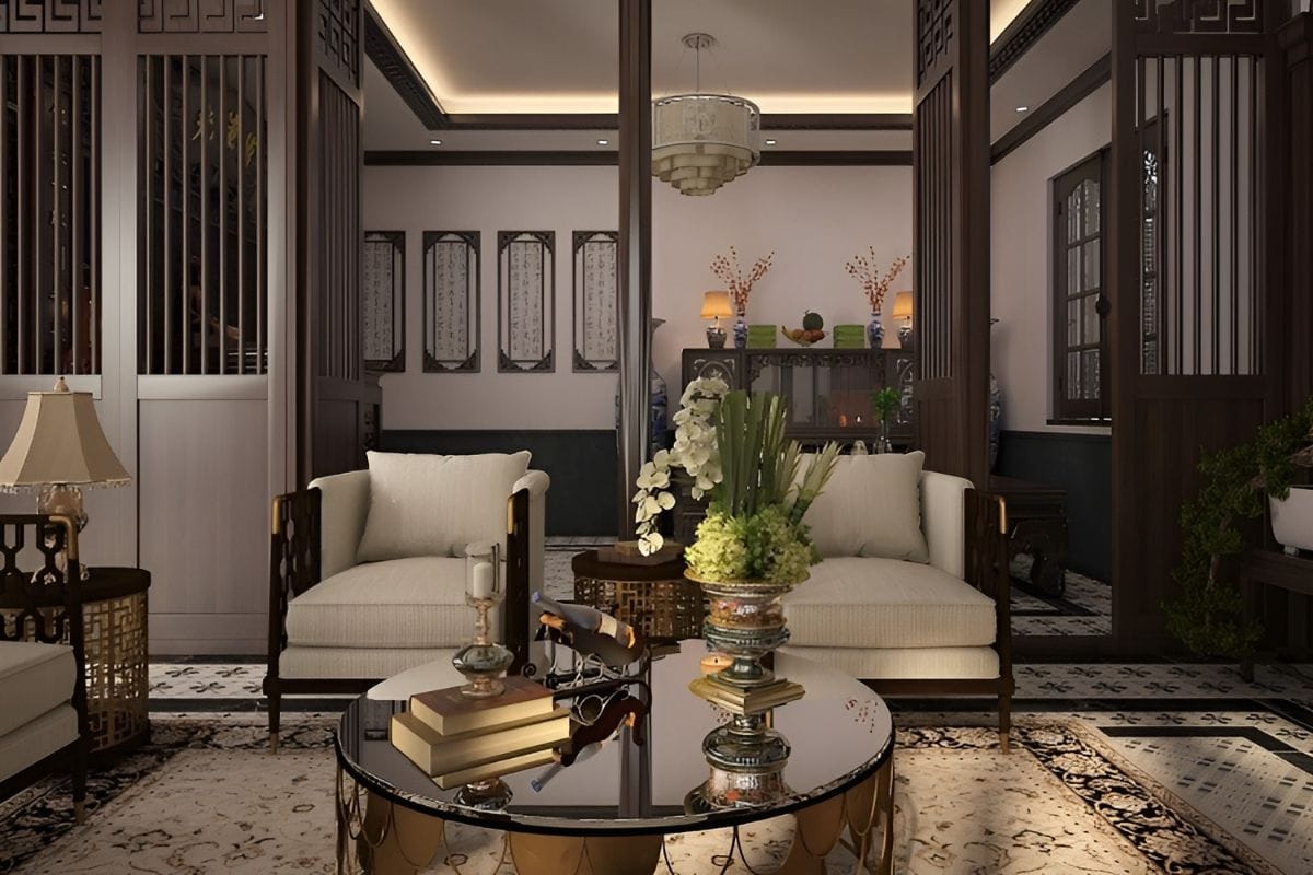 Họa tiết trong phong cách thiết kế nội thất phòng giám đốc Indochine