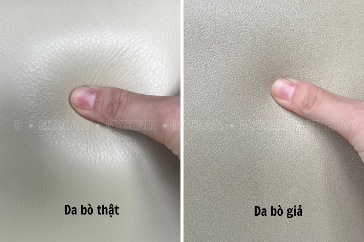 Kiểm tra da bò thật bằng cách ấn vào bề mặt