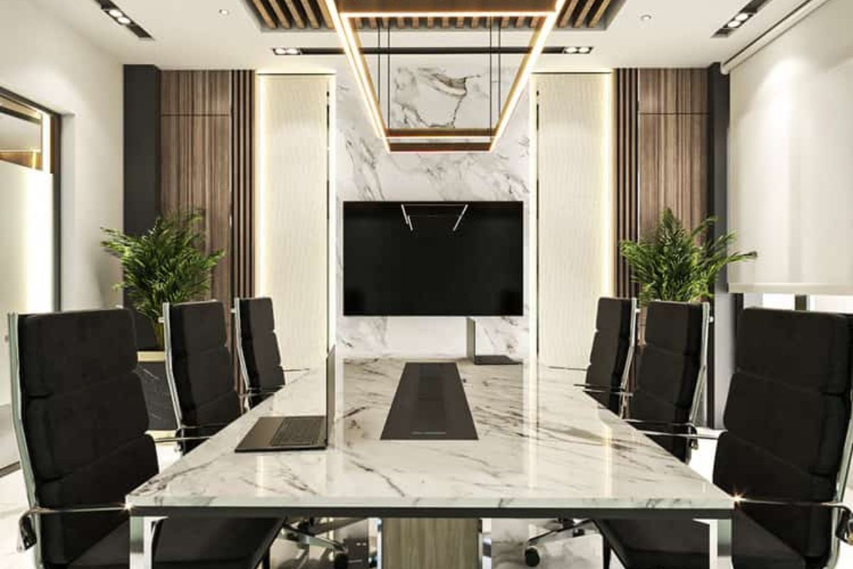 Decor phòng họp với rèm