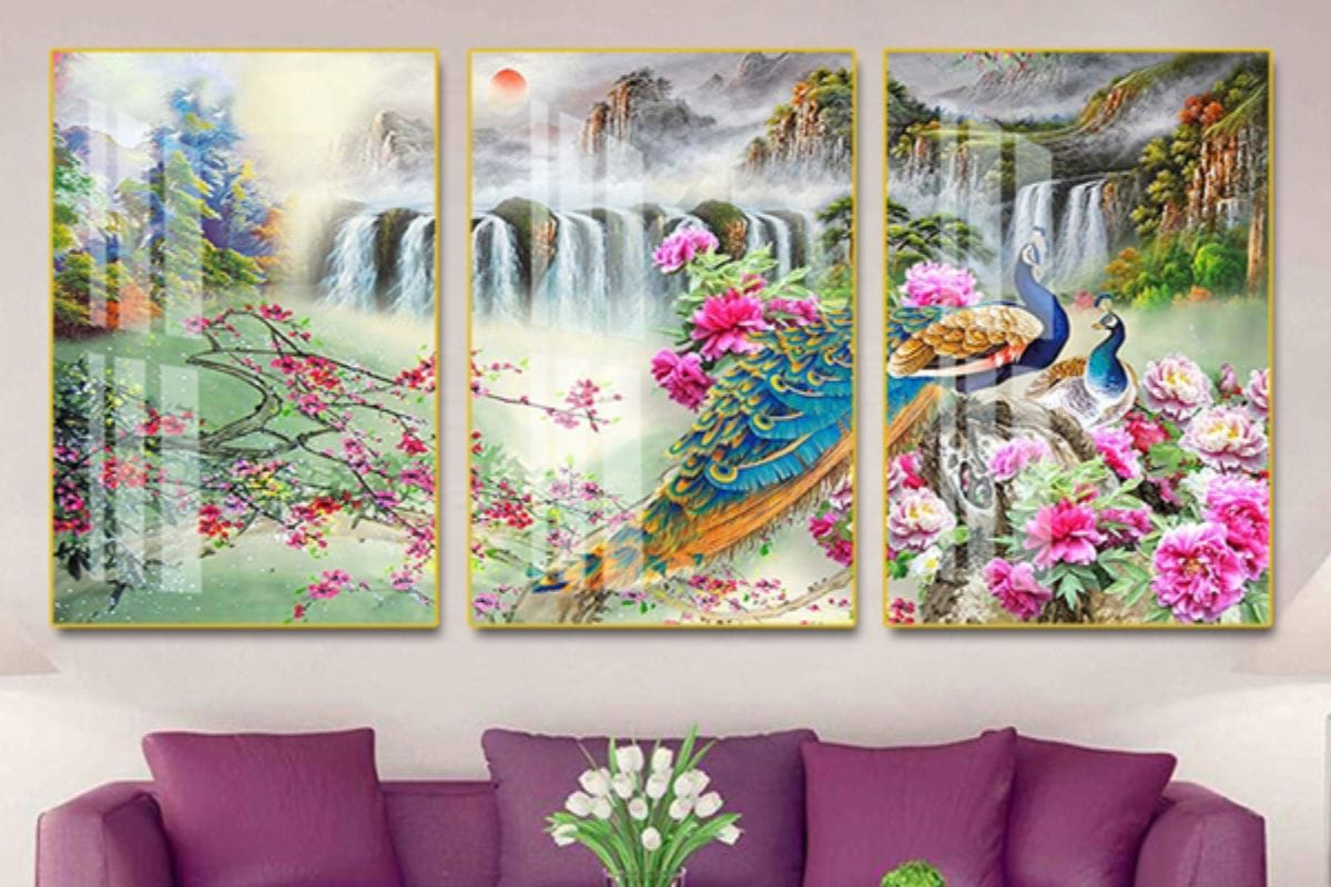 Tranh bách điểu triều phụng treo phòng giám đốc mệnh Mộc