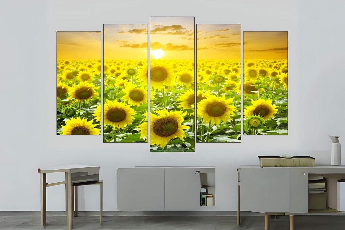 Tranh hoa hướng dương treo phòng giám đốc mệnh Hỏa