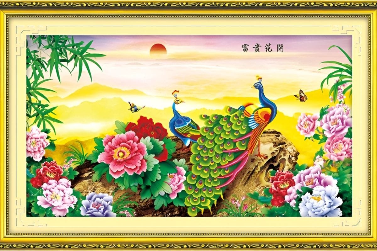Tranh phú quý mãn đường treo phòng giám đốc mệnh Hỏa