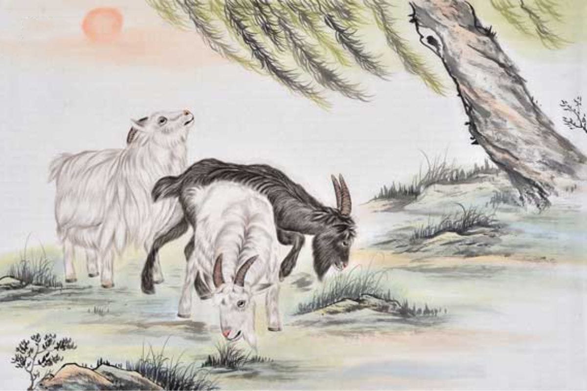 Tranh tam dương khai thái treo phòng giám đốc mệnh Kim