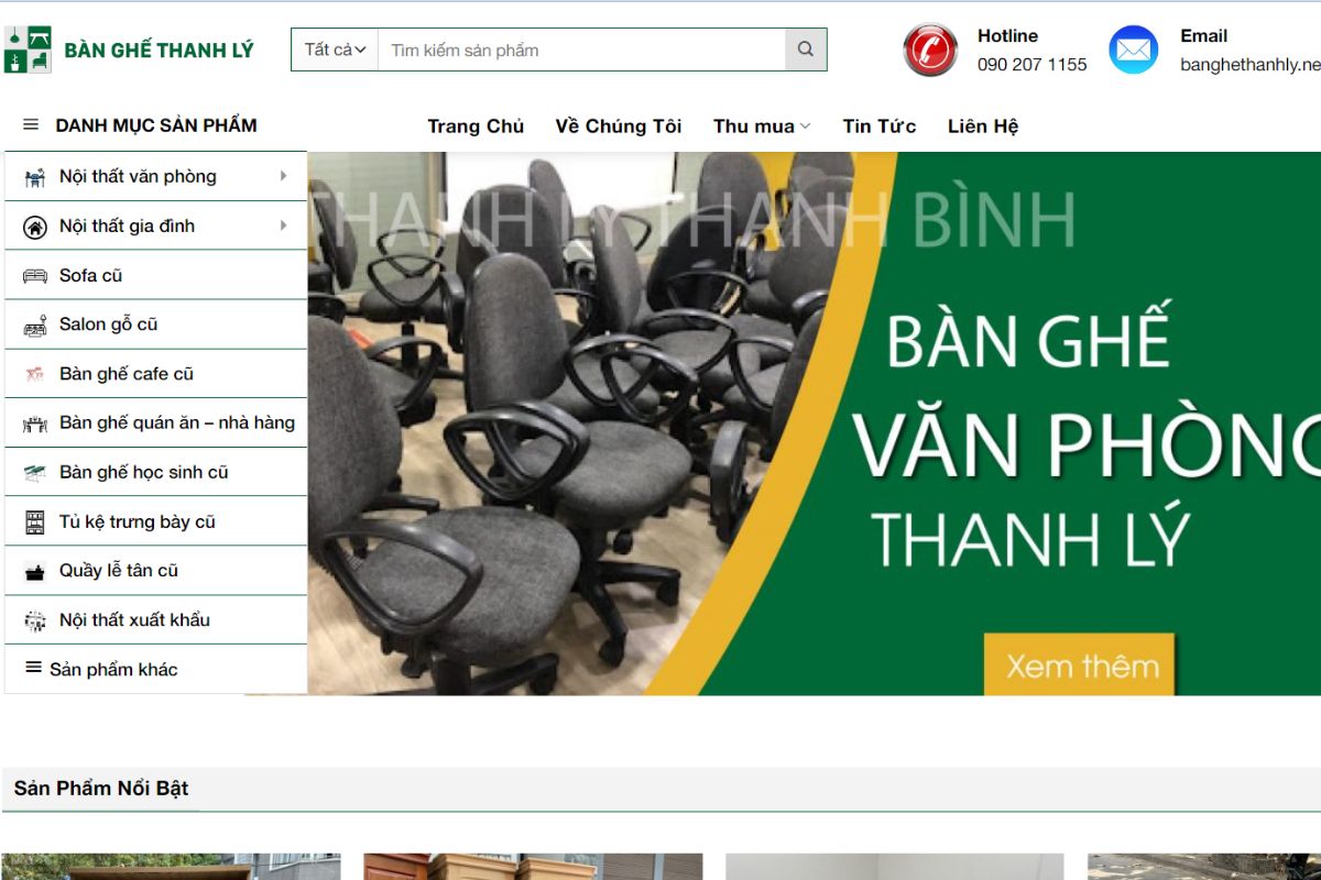 Cửa hàng bàn ghế thanh lý
