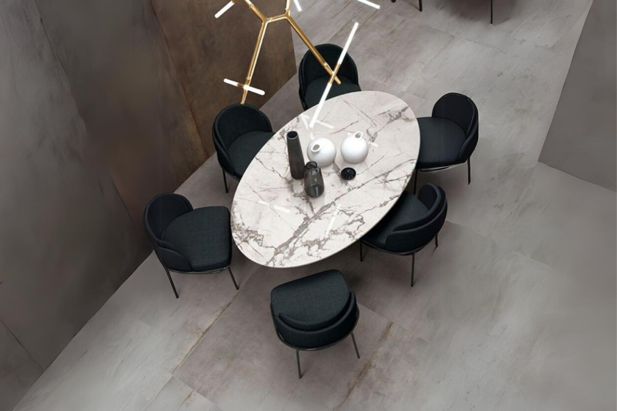 Bàn họp đá nhân tạo hình oval