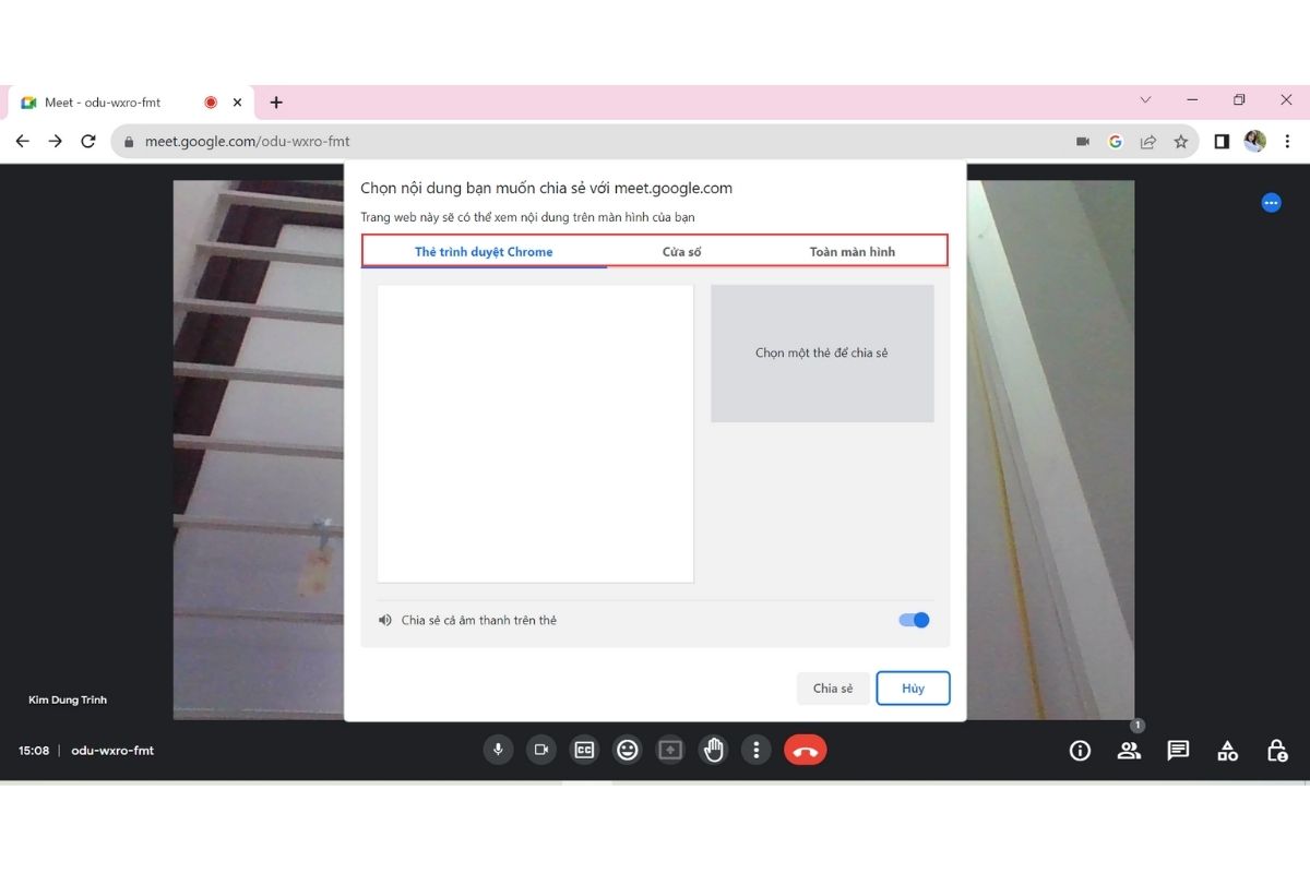 Bắt đầu chia sẻ trên Google Meet