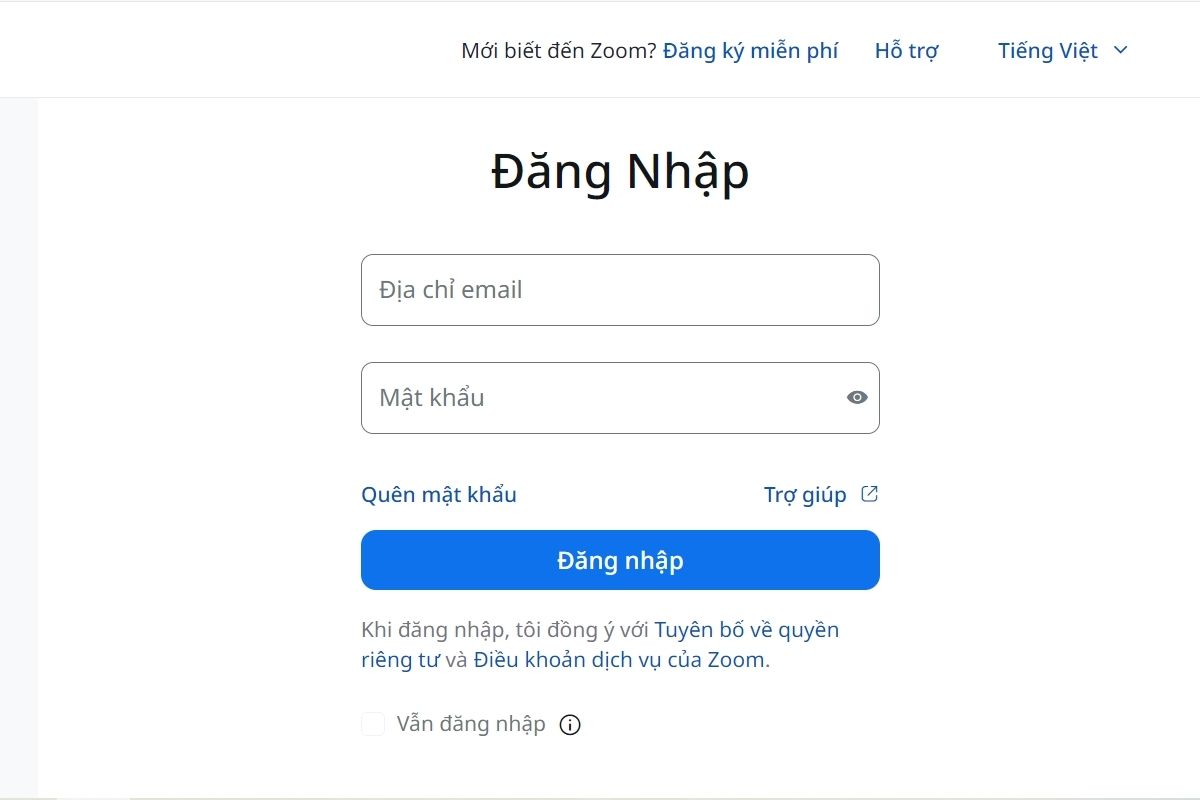 Đăng nhập hoặc đăng ký zoom