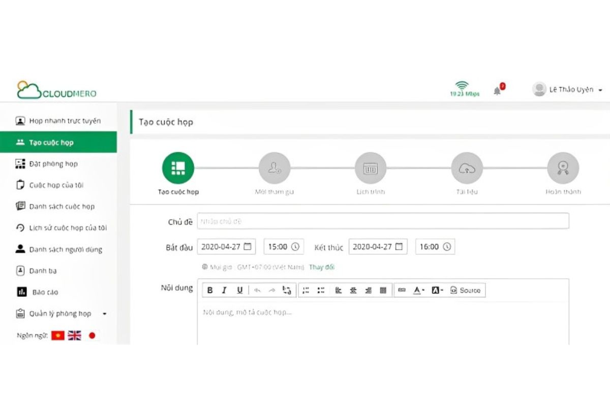 Phần mềm quản lý phòng họp CloudMERO