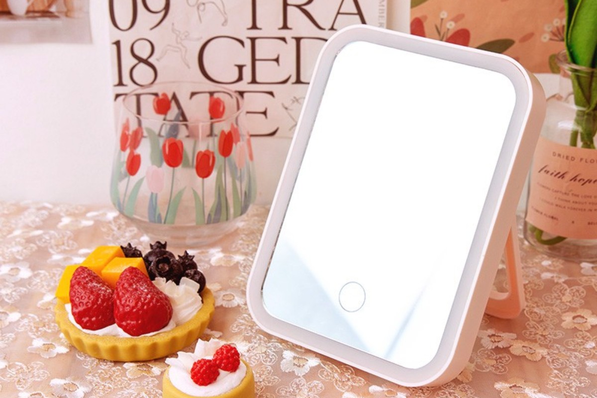 Gương để bàn có đèn led hình chữ nhật