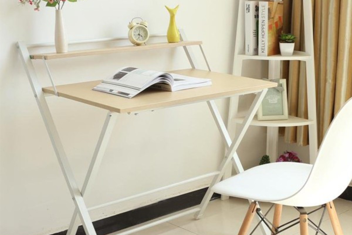 Bàn làm việc 2 tầng chân sắt