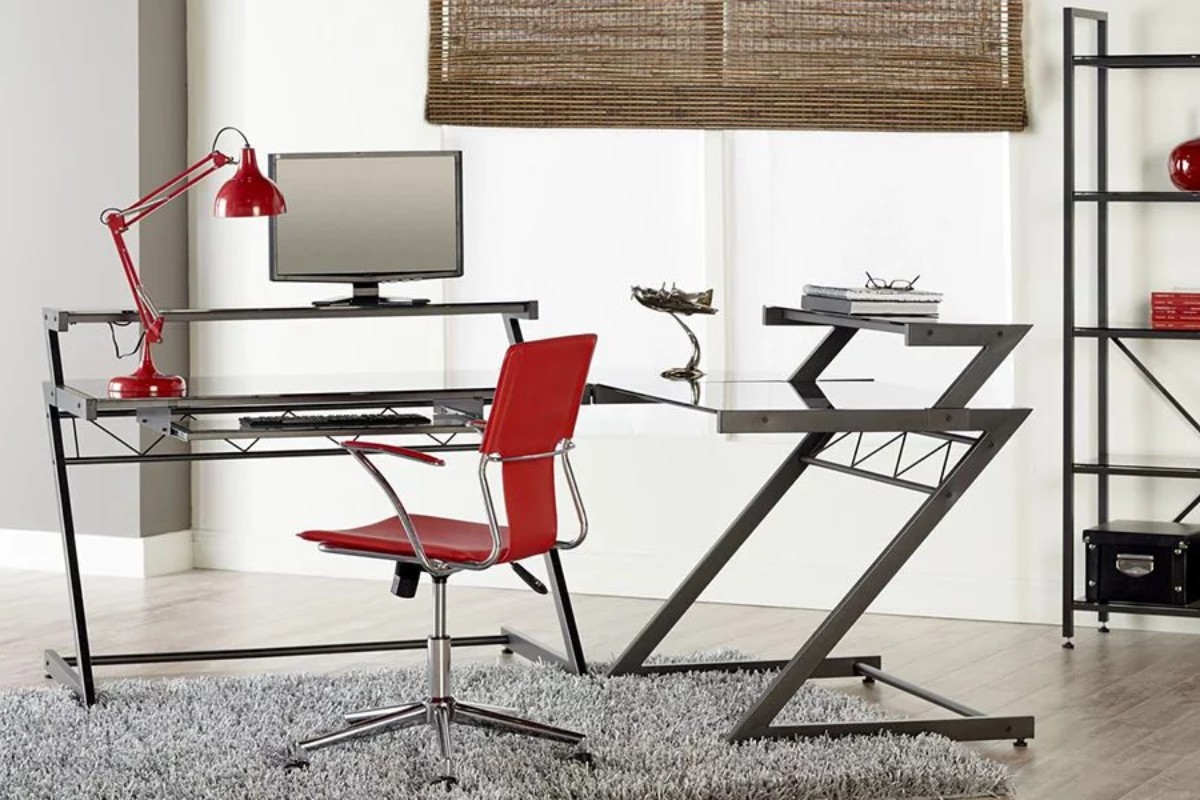 Bàn làm việc chân sắt 2 tầng đẹp mắt