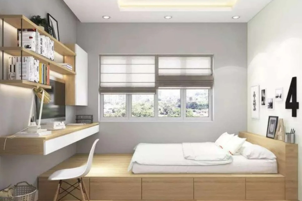 Giường đơn kết hợp bàn làm viẹc