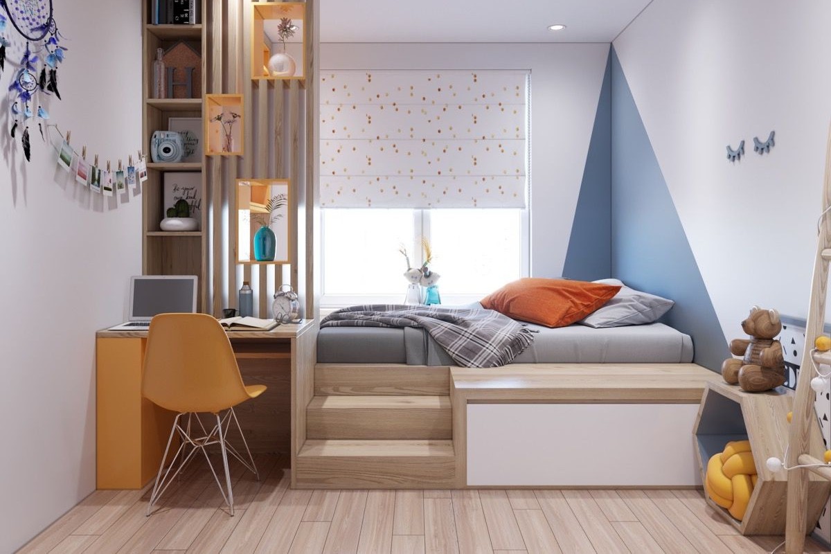 Giường đơn kết hợp bàn làm việc