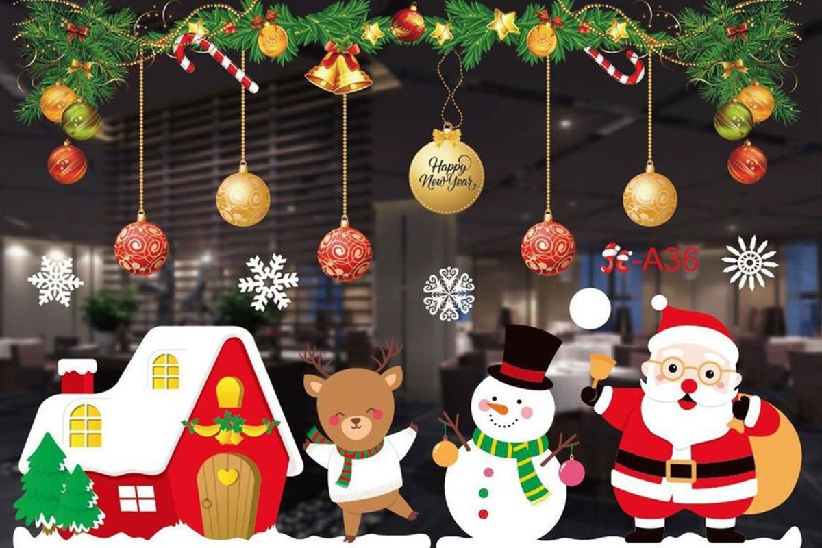 Decal trang trí noel văn phòng