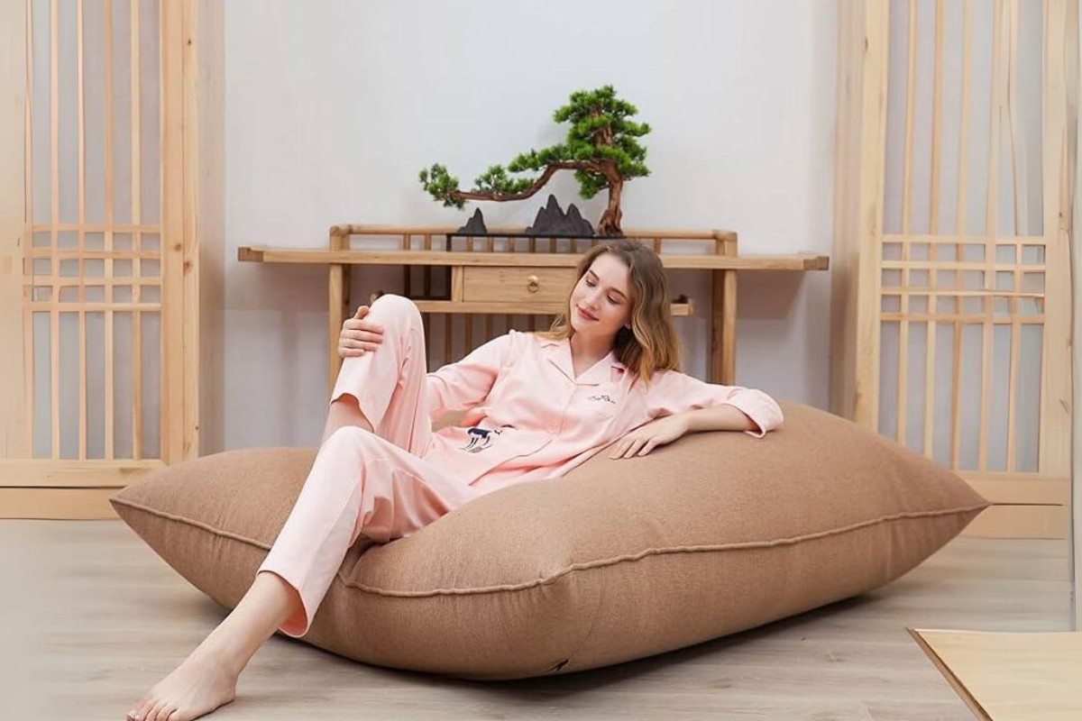 Ghế lười hình chữ nhật màu nâu