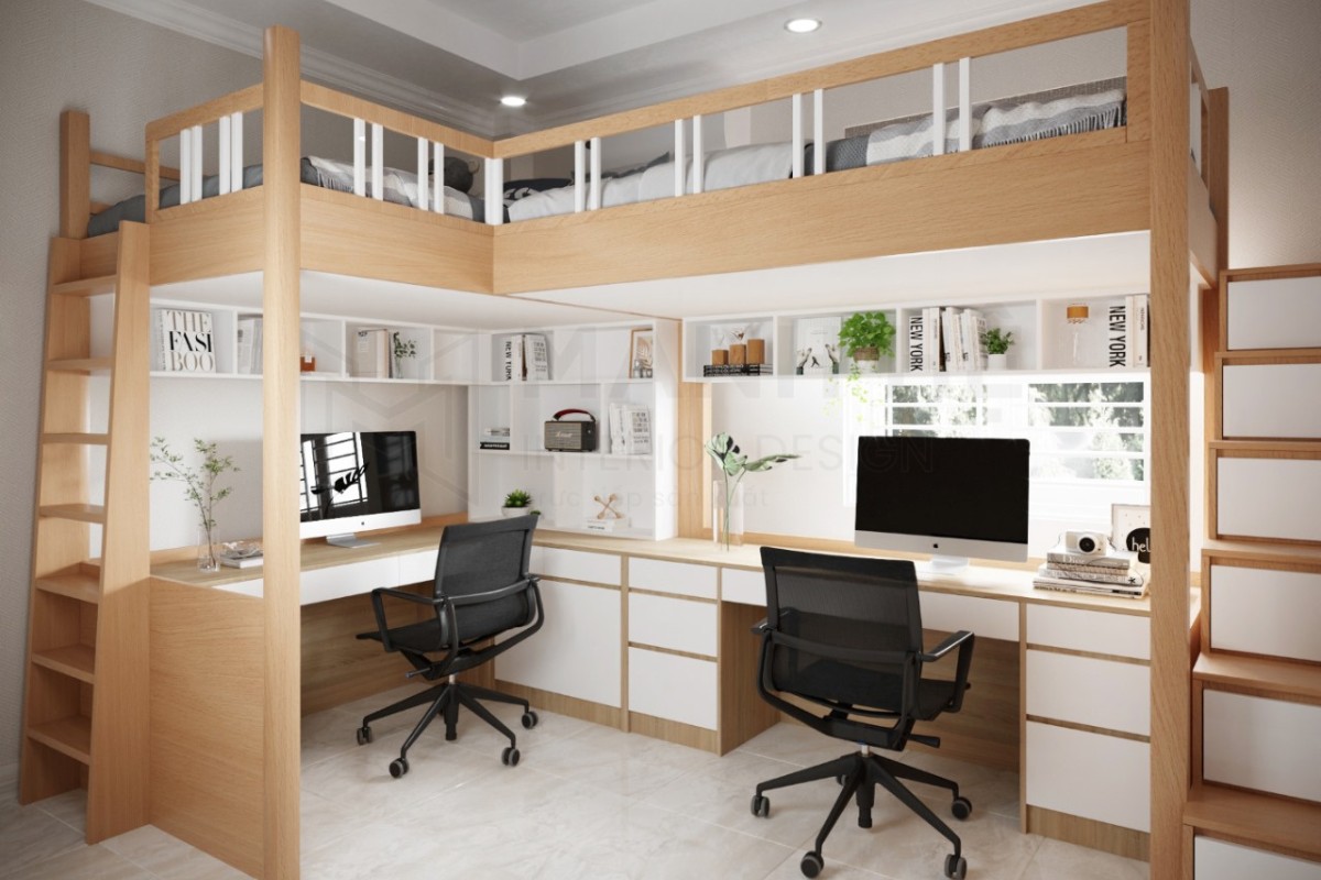 Giường tầng kết hợp bàn làm việc tiện nghi