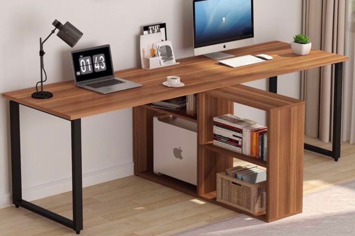 Bàn làm việc gỗ có kệ sách