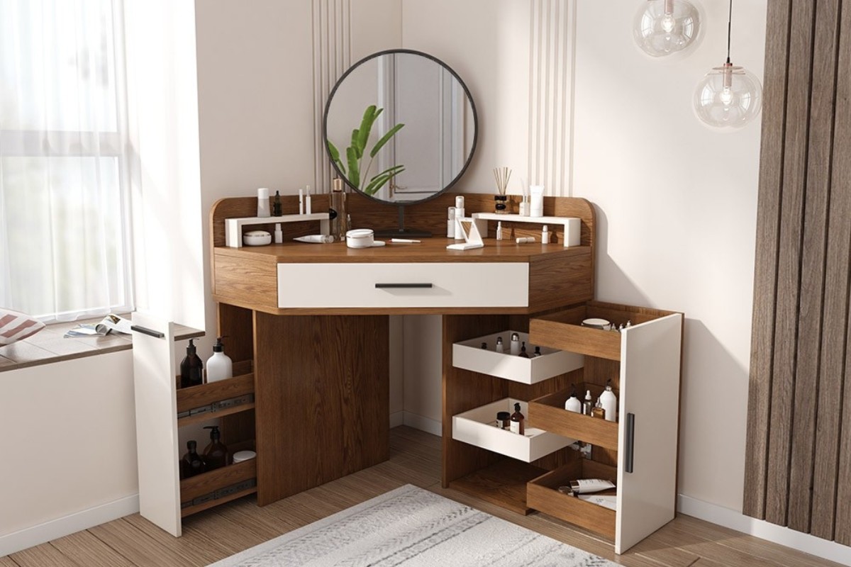 Bàn làm việc tích hợp bàn trang điểm