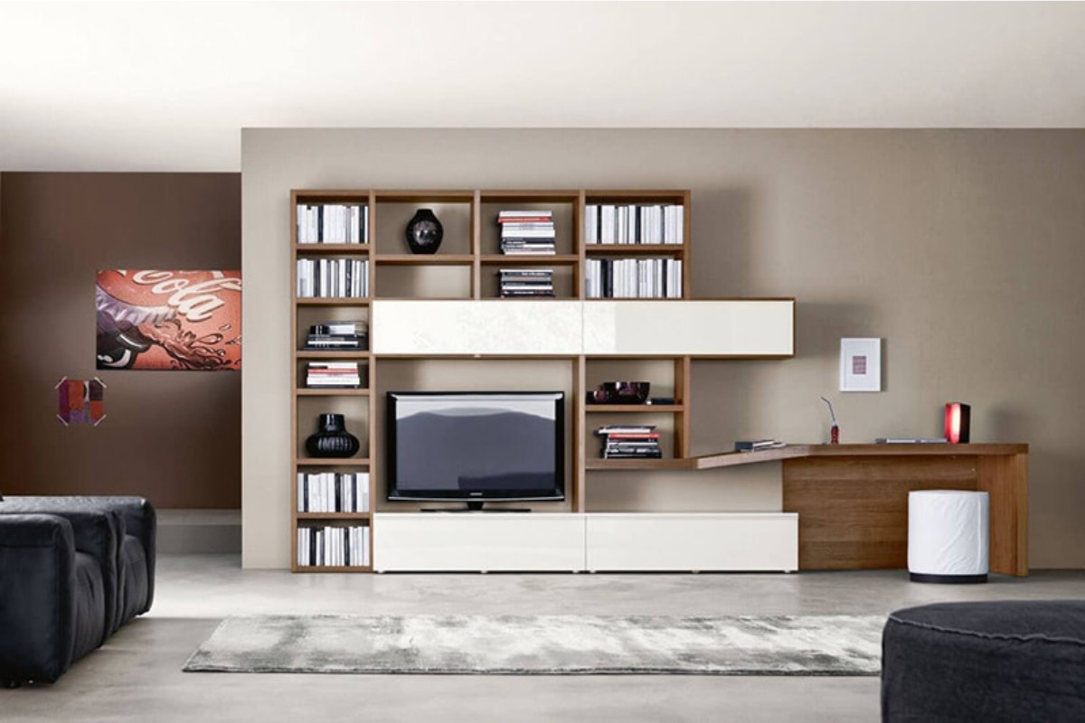 Bàn làm việc gỗ kết hợp tủ tivi