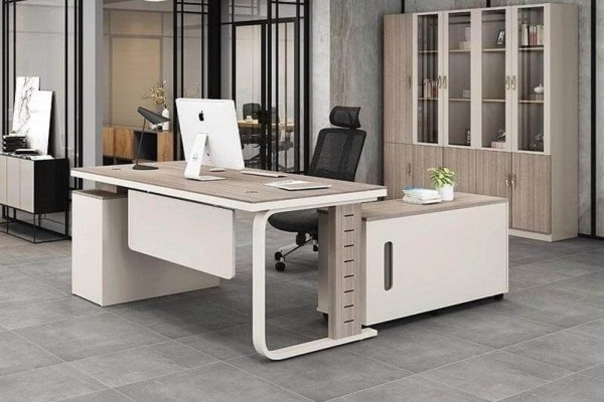 Bàn làm việc nhựa đài loan có hộc tủ