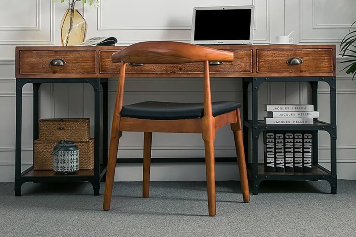Bàn làm việc vIntage kết hợp kệ để đồ