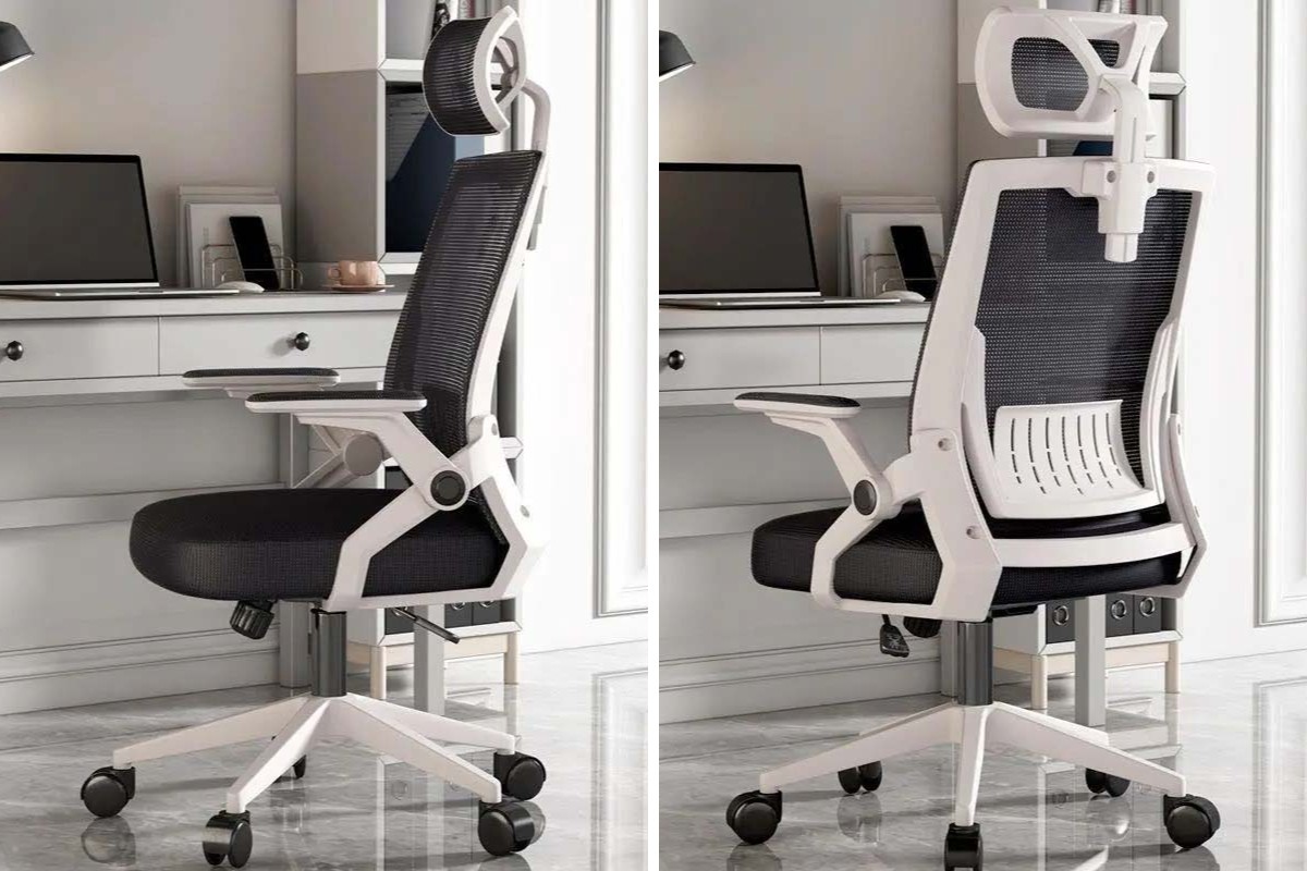 Ghế ergonomic tay gấp màu trắng GCTHDK03