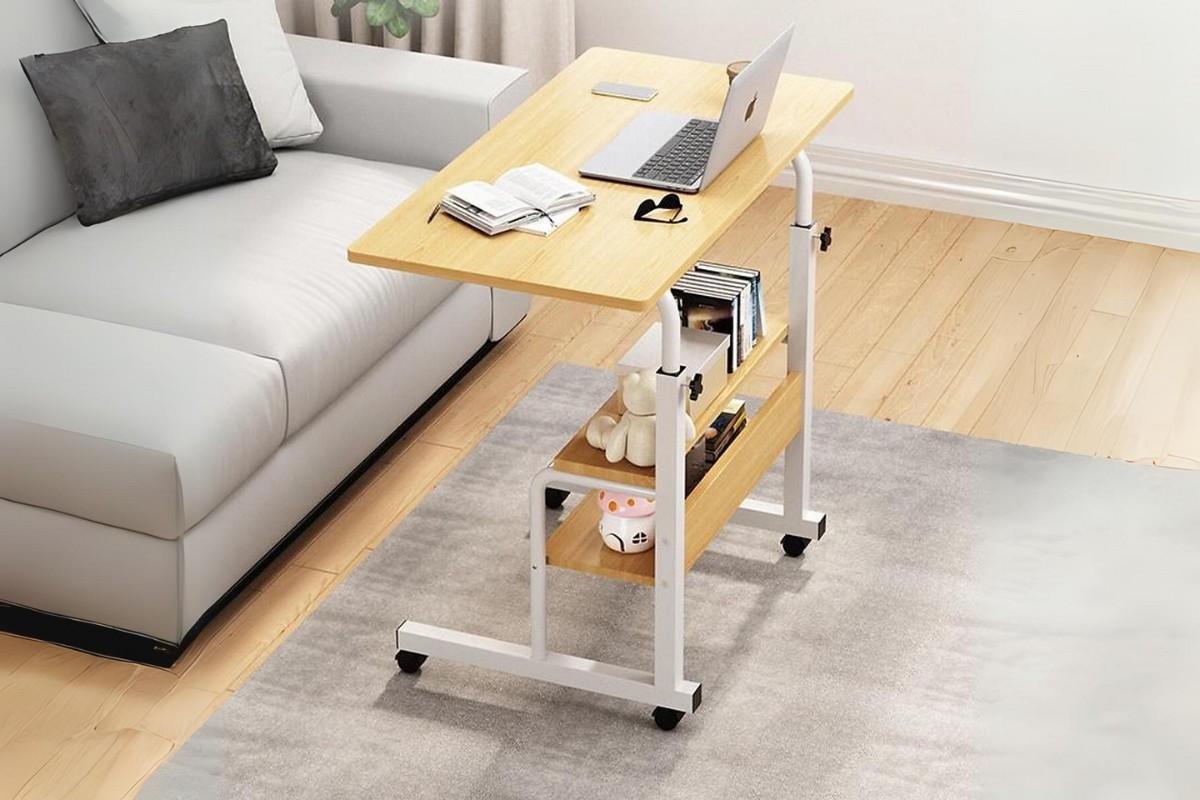Bàn làm việc trên giường có kệ để đồ