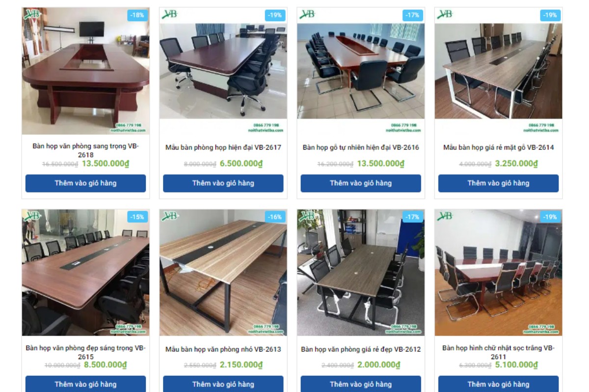 Nội thất Việt Ba cung cấp bàn họp văn phòng giá tốt tại Hà Nội