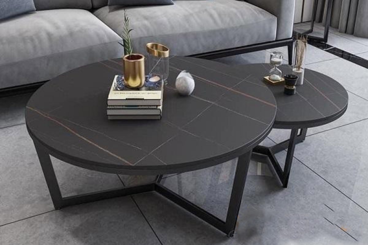 Bàn trà đôi mặt đá nhân tạo 3D