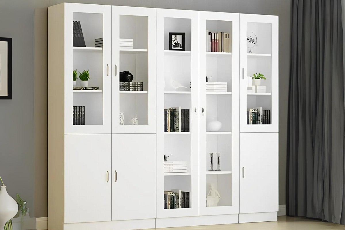 Tủ tài liệu màu trắng chất liệu gỗ MDF chất lượng