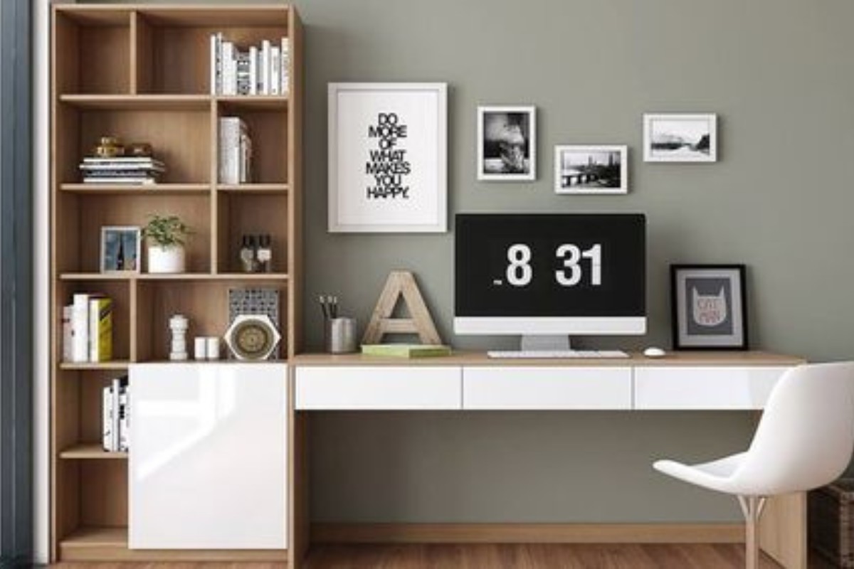 Bàn làm việc chữ I có kệ